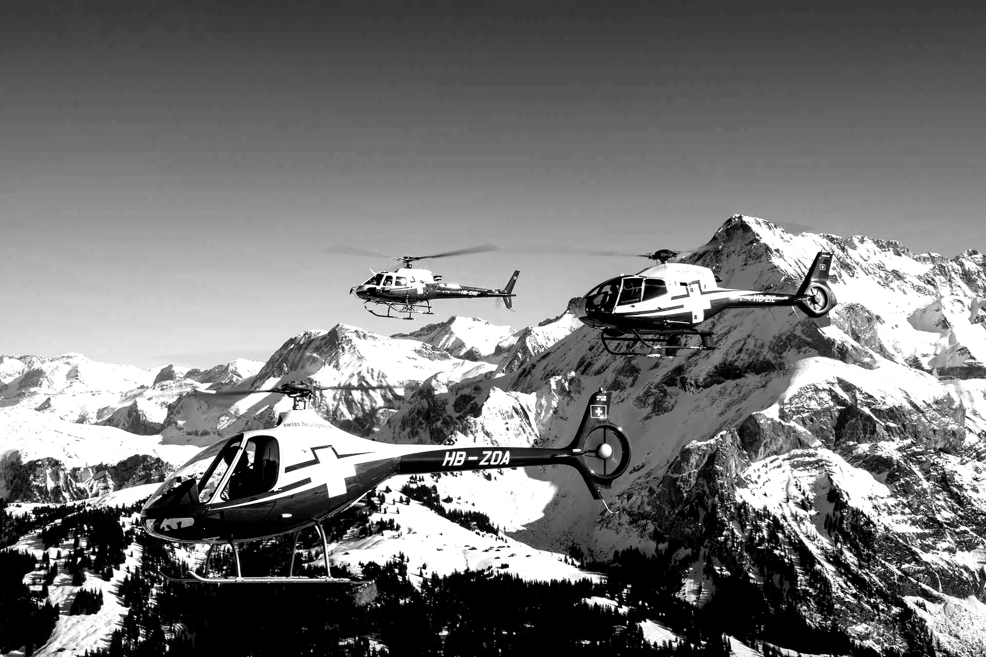Swiss piston helicopter in flight — pre-owned helicopter for sale